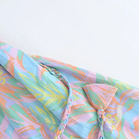 Alden Adair St Barths Lilah Tropical Floral Pink Teal Maxi Dress S NTW - Picture 9 of 14